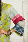 Shop_Rajiramniq_Green Silk, Organza, Modal Satin Mandarin Collar Printed Kurta Set _Online_at_Aza_Fashions