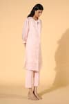 Meadow_Pink Tunic Silk Organza Pants Linen Inner And Set _Online_at_Aza_Fashions