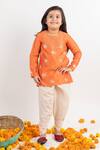 Buy_MR Brat_Orange Chanderi Silk, Cotton Embroidery Kurta And Dhoti Pant Set _at_Aza_Fashions