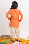 Shop_MR Brat_Orange Chanderi Silk, Cotton Embroidery Kurta And Dhoti Pant Set _at_Aza_Fashions