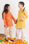 Buy_MR Brat_Orange Chanderi Silk, Cotton Embroidery Kurta And Dhoti Pant Set _Online_at_Aza_Fashions