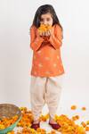 Shop_MR Brat_Orange Chanderi Silk, Cotton Embroidery Kurta And Dhoti Pant Set _Online_at_Aza_Fashions