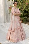 Buy_Angad Singh_Pink Silk Lining Shantoon Embroidery V Neck Bridal Lehenga Set _at_Aza_Fashions