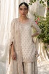 Angad Singh_White Embroidery V Neck Kurta Sharara Set For Women_Online_at_Aza_Fashions
