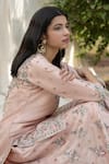 Buy_Angad Singh_Peach Embroidery V Neck Kurta Sharara Set For Women_Online_at_Aza_Fashions
