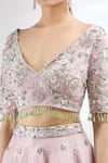 Mani Bhatia_Purple Dupion Silk V Neck Embroidered Lehenga Set _at_Aza_Fashions