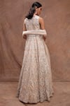 Shop_Aneesh Agarwaal_White Net V Neck Foil Applique Embroidered Jacket Lehenga Set _at_Aza_Fashions