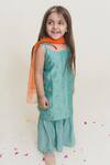 MR Brat_Blue Chanderi, Muslin Embroidery Kurta And Sharara Set _Online_at_Aza_Fashions