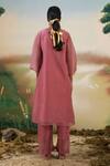 Shop_Febo6_Pink Silk Organza Floral, Zari Round Embroidered Kurta Set _at_Aza_Fashions