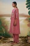 Buy_Febo6_Pink Silk Organza Floral, Zari Round Embroidered Kurta Set _Online_at_Aza_Fashions