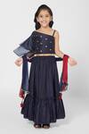Buy_Minichic_Blue One Shoulder Top And Lehenga Set For Girls_at_Aza_Fashions