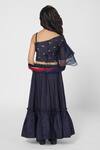 Shop_Minichic_Blue One Shoulder Top And Lehenga Set For Girls_at_Aza_Fashions