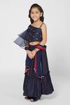 Buy_Minichic_Blue One Shoulder Top And Lehenga Set For Girls_Online_at_Aza_Fashions