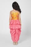 Shop_Minichic_Yellow Embroidered Top And Dhoti Pant Set For Girls_at_Aza_Fashions