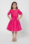 Buy_Minichic_Pink Puff Sleeve Dress With Jacket For Girls_at_Aza_Fashions