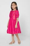 Buy_Minichic_Pink Puff Sleeve Dress With Jacket For Girls_Online_at_Aza_Fashions