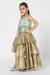 Minichic_Brown Floral Motif Lehenga Set For Girls_Online_at_Aza_Fashions