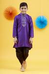 Buy_Banana Bee_Purple Silk Kurta And Dhoti Pant Set For Boys_at_Aza_Fashions