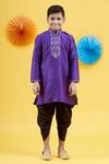Buy_Banana Bee_Purple Silk Kurta And Dhoti Pant Set For Boys_Online_at_Aza_Fashions