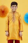 Buy_Banana Bee_Yellow Silk Kurta Set For Boys_Online_at_Aza_Fashions