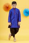 Buy_Banana Bee_Blue Silk Kurta And Dhoti Pant Set For Boys_at_Aza_Fashions