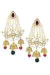 Buy_MINAKI_Gold Plated Polki Jhumka Drop Chandeliers_at_Aza_Fashions