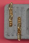 Shop_The Slow Studio_Gold Plated Handcrafted Chain Link Long Earrings _at_Aza_Fashions