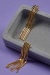 Shop_The Slow Studio_Gold Plated Tassels Handcrafted Chain Long Earrings _at_Aza_Fashions