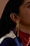 Shop_The Slow Studio_Gold Plated Tassels Handcrafted Chain Long Earrings _Online_at_Aza_Fashions