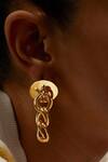 Shop_The Slow Studio_Gold Plated Handcrafted Chain Link Danglers _Online_at_Aza_Fashions