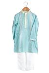 Buy_Mi Dulce An'ya_Blue 100% Organic Cotton Embroidery Gota Patti Work Kurta And Pant Set _at_Aza_Fashions