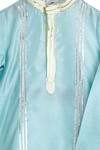 Mi Dulce An'ya_Blue 100% Organic Cotton Embroidery Gota Patti Work Kurta And Pant Set _Online_at_Aza_Fashions