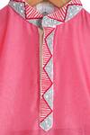 MI Dulce AN'YA_Fuchsia Cotton, Silk, Chanderi Zari, Embroidery Mandarin Collar Kurta And Pant Set _Online_at_Aza_Fashions