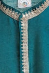 Mi Dulce An'ya_Blue 100% Organic Cotton Embroidery Beaten Gold Mandarin Collar Kurta And Pant Set _Online_at_Aza_Fashions