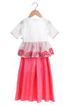 Shop_Mi Dulce An'ya_White 100% Organic Cotton Embroidery Silk Peplum Blouse And Flared Palazzo Set _at_Aza_Fashions