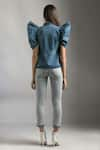 Shop_Mellowdrama_Blue Denim Hand Embroidered Shirt_at_Aza_Fashions