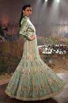 Reynu Taandon_Green Net Embroidered Lehenga Set _Online_at_Aza_Fashions