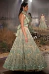 Shop_Reynu Taandon_Green Net Embroidered Lehenga Set _at_Aza_Fashions