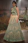 Buy_Reynu Taandon_Green Net Embroidered Lehenga Set _Online_at_Aza_Fashions