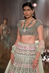 Buy_Reynu Taandon_Green Net Chanderi Silk Embroidered Bridal Lehenga Set _Online_at_Aza_Fashions