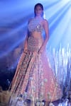 Buy_Reynu Taandon_Pink Chanderi Silk Embroidered Bridal Lehenga Set _at_Aza_Fashions