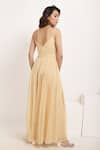 Shop_Ranng Label_Beige Viscose Georgette Plain Sweetheart Neck Pleated Jumpsuit _at_Aza_Fashions