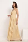 Shop_Ranng Label_Beige Viscose Georgette Plain Sweetheart Neck Pleated Jumpsuit _Online_at_Aza_Fashions