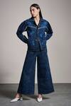 Buy_Mellowdrama_Blue Denim Jacket And Bell Bottoms Set_at_Aza_Fashions
