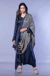 Buy_PRAHNAAYA_Blue Kurta  Skirt Silk Dupatta Handloom Asymmetric Set With _at_Aza_Fashions