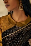 Shorshe Clothing_Gold Handloom Tissue Peter Pan Blouse_Online_at_Aza_Fashions