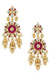 Shop_Mortantra_Gold Plated Jadau Stone Danglers_at_Aza_Fashions