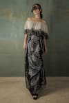 Buy_Nidhi Yasha_Black Viscose Printed Abstract Carmen Off Shoulder Gown  _at_Aza_Fashions