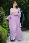 Buy_Kanj By Priyanka A Sakhuja_Purple Georgette Sequin, Zari And Bead Work Meera Pleated Anarkali With Dupatta _Online_at_Aza_Fashions