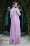 Shop_Kanj By Priyanka A Sakhuja_Purple Georgette Sequin, Zari And Bead Work Meera Pleated Anarkali With Dupatta _at_Aza_Fashions